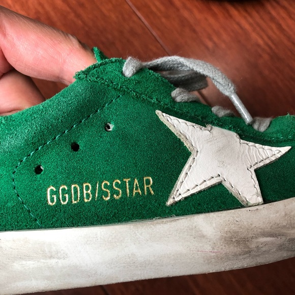 Final$ Golden Goose super kids low top suede sneaker EU29 US12 green white stars - Picture 7 of 14